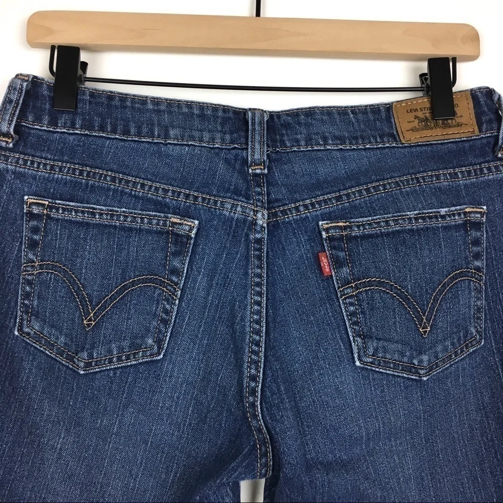 LEVI’S Jean Shorts 515 Denim Cuffed Bermuda Distressed Stretch Mid Rise Size 8